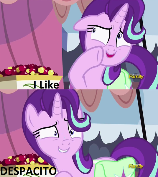 Size: 1256x1406 | Tagged: derpibooru import, despacito, edit, edited screencap, exploitable meme, meme, rock solid friendship, safe, screencap, starlight glimmer, starlight's confessions