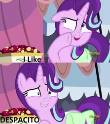 Size: 1256x1406 | Tagged: derpibooru import, despacito, edit, edited screencap, exploitable meme, meme, rock solid friendship, safe, screencap, starlight glimmer, starlight's confessions