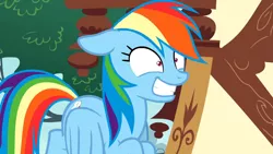 Size: 1920x1080 | Tagged: derpibooru import, fake smile, rainbow dash, rainbowsnap, safe, screencap, solo, the washouts (episode)