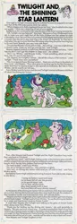 Size: 587x1701 | Tagged: apple, children, comic:my little pony (g1), derpibooru import, dream castle, everypony laughs ending, fairy winkie, food, g1, guardian, lullabye nursery, magical artefact, majesty, official comic, past bedtime, safe, star lantern, story, super shining lantern, that pony sure does love apples, twilight and thte shining star lantern, twilight sparkle, unruly