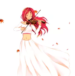 Size: 3820x3850 | Tagged: safe, artist:electricshine, derpibooru import, sunset shimmer, human, equestria girls, beautiful, belly button, bow (instrument), clothes, dress, eyes closed, female, humanized, midriff, musical instrument, shirt, simple background, sunset shimmer day, violin, white background
