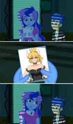 Size: 753x1283 | Tagged: safe, derpibooru import, edit, edited screencap, screencap, flash sentry, princess luna, equestria girls, equestria girls (movie), bowsette, exploitable meme, flash's paper, luna's office, meme, super crown, super mario bros., vice principal luna