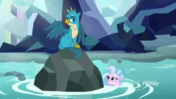 Size: 1920x1080 | Tagged: safe, derpibooru import, screencap, gallus, silverstream, gryphon, seapony (g4), what lies beneath, nightmare cave, water