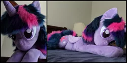 Size: 3000x1500 | Tagged: safe, artist:joltage, derpibooru import, twilight sparkle, twilight sparkle (alicorn), alicorn, pony, bedroom eyes, irl, life size, photo, plushie, solo