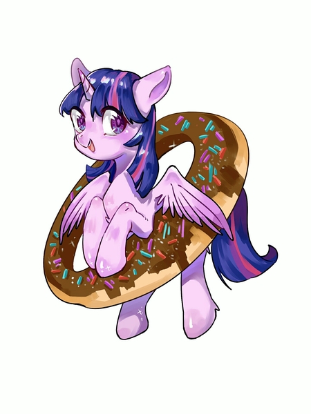 Size: 1440x1920 | Tagged: safe, artist:royal, derpibooru import, twilight sparkle, twilight sparkle (alicorn), alicorn, pony, donut, female, food, mare, simple background, solo, white background