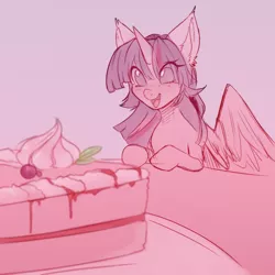 Size: 3000x3000 | Tagged: safe, artist:prsmrti, derpibooru import, twilight sparkle, twilight sparkle (alicorn), alicorn, pony, cake, female, food, happy, mare, sketch, solo