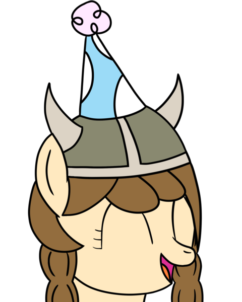 Size: 2000x2500 | Tagged: artist:ngnir, braid, derpibooru import, happy, happy birthday, hat, helmet, horned helmet, oc, oc:tvælåt, party hat, safe, simple background, solo, transparent background, unofficial characters only, viking helmet