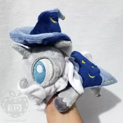 Size: 1000x1000 | Tagged: safe, artist:appledew, derpibooru import, star swirl the bearded, pony, beanie (plushie), beard, cape, clothes, facial hair, hand, hat, horn, irl, male, photo, plushie, prone, solo, stallion, unshorn fetlocks