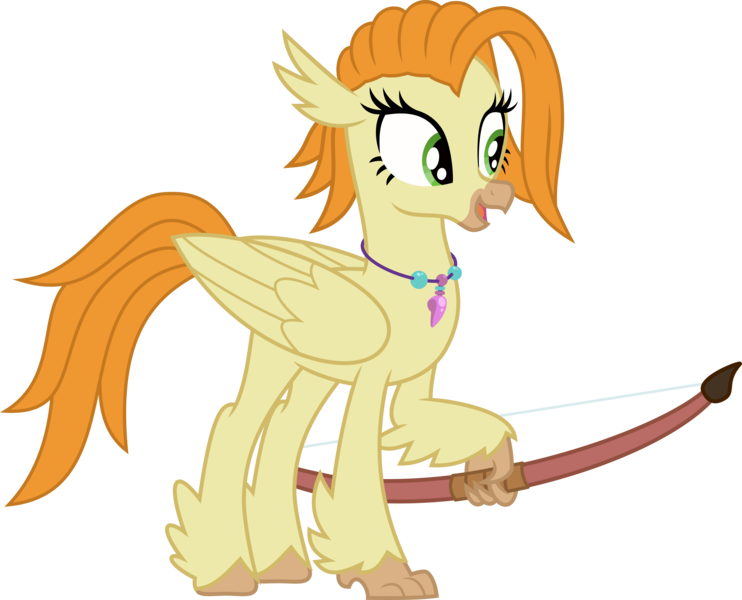 Size: 4946x4000 | Tagged: absurd resolution, arrow, artist:tentavamp, bow and arrow, bow (weapon), classical hippogriff, commission, derpibooru import, female, hippogriff, hippogriff oc, jewelry, necklace, oc, oc:swift arrow, pearl, safe, show accurate, simple background, solo, transparent background, unofficial characters only, vector, weapon