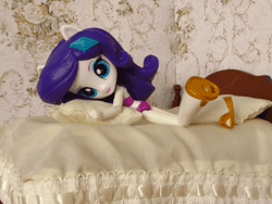 Size: 612x459 | Tagged: safe, artist:whatthehell!?, derpibooru import, rarity, equestria girls, animated, bed, bedroom, clothes, doll, equestria girls minis, eqventures of the minis, pillow, sandals, stop motion, swimsuit, tantrum, toy