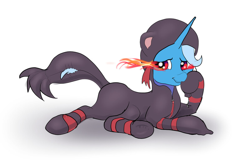 Size: 2000x1300 | Tagged: safe, artist:xbi, derpibooru import, trixie, litten, pony, unicorn, clothes, cosplay, costume, crossover, female, kigurumi, mare, pokémon, solo