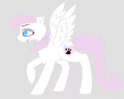 Size: 1258x1008 | Tagged: safe, artist:what's a username, derpibooru import, oc, oc:kitten paws, unofficial characters only, pegasus, pony, base used, cutie mark, determined, fangs, female, gradient background, gray background, hooves, lineless, mare, minimalist, modern art, ms paint, pegasus wings, raised hoof, simple background, solo, spread wings, standing, wings