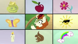 Size: 1920x1080 | Tagged: a kirin tale, apple, autumn blaze, banana, basket, butterfly, candle, cutie mark, derpibooru import, female, flower, food, g3, g4, happy, happy face, kirin, rainbow, rainbow dash (g3), safe, screencap, sounds of silence, squirrel, sudoku, sun, sunglasses