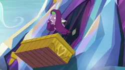 Size: 1280x720 | Tagged: safe, derpibooru import, screencap, spike, dragon, father knows beast, balcony, flying, male, solo, twilight's castle, winged spike