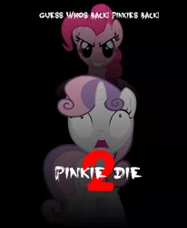 Size: 3375x4096 | Tagged: artist:tweenanimations, child's play, derpibooru import, evil grin, grin, pinkie die, pinkie pie, semi-grimdark, shocked, smiling, sweetie belle