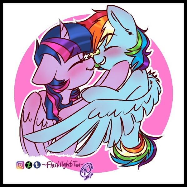 Size: 768x768 | Tagged: safe, artist:flashlighttwi, derpibooru import, rainbow dash, twilight sparkle, twilight sparkle (alicorn), alicorn, blushing, female, lesbian, shipping, twidash