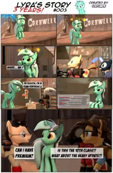 Size: 3929x5995 | Tagged: 3d, artist:goatcanon, blood, chat, circling stars, comic, comic:lyra's story, crossover, dead, derpibooru import, dialogue, dizzy, engineer, heavy, hightower, lyra heartstrings, medic, parachute, pyro, remake, safe, scout, sniper, soldier, source filmmaker, spy, team fortress 2, teleportation, toolbox, x eyes