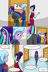 Size: 1050x1575 | Tagged: safe, artist:jake heritagu, derpibooru import, aria blaze, rosette nebula, oc, oc:smooth tone, comic:aria's archives, comic:nursing home, equestria girls, brother and sister, clothes, comic, dialogue, female, grandchildren, hoodie, male, siblings, speech bubble