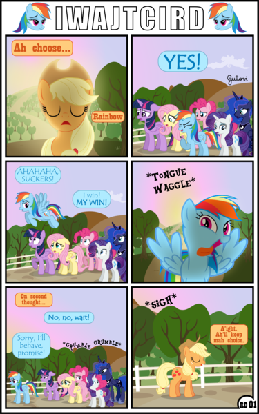 Size: 3255x5213 | Tagged: safe, artist:gutovi, derpibooru import, applejack, fluttershy, pinkie pie, princess luna, rainbow dash, rarity, twilight sparkle, twilight sparkle (alicorn), alicorn, earth pony, pegasus, pony, unicorn, comic:why me!?, alternate ending, appledash, comic, female, lesbian, mane six, shipping, sun, sunrise, sweet apple acres