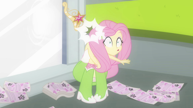 Size: 1920x1080 | Tagged: safe, derpibooru import, screencap, fluttershy, equestria girls, equestria girls (movie), big crown thingy, element of magic, faic, jewelry, ouch, regalia, throwing things at fluttershy