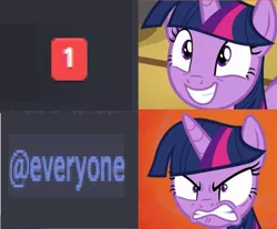 Size: 826x684 | Tagged: alicorn, angry, derpibooru import, discord (program), edit, edited screencap, @everyone, female, happy, mare, meme, once upon a zeppelin, relatable, safe, screencap, solo, triggered, twilight sparkle, twilight sparkle (alicorn)