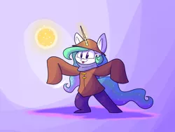 Size: 1280x960 | Tagged: safe, artist:heir-of-rick, derpibooru import, princess celestia, clothes, cosplay, costume, crossover, niko (oneshot), oneshot, solo, sun, tongue out