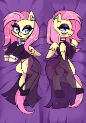 Size: 812x1166 | Tagged: safe, artist:techycutie, derpibooru import, fluttershy, pegasus, pony, fake it 'til you make it, body pillow, body pillow design, clothes, ear piercing, earring, eyeshadow, female, fluttergoth, jewelry, makeup, mare, piercing, solo, sparkles