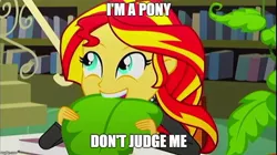 Size: 888x499 | Tagged: safe, derpibooru import, edit, edited screencap, screencap, sunset shimmer, epic fails (equestria girls), eqg summertime shorts, equestria girls, cute, eating, homesick shimmer, leaf, shimmerbetes, solo, sunset wants her old digestive system back