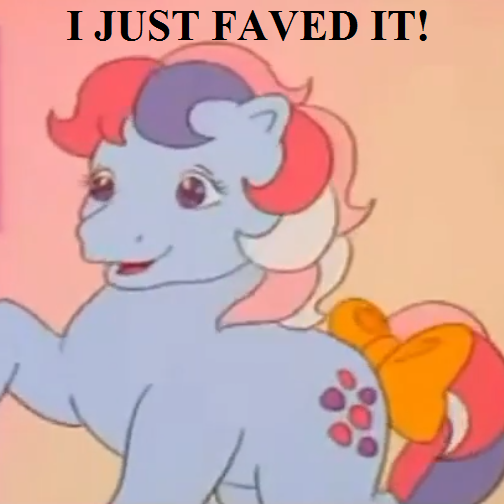 Size: 504x504 | Tagged: bow, cropped, cute, derpibooru import, edit, edited screencap, g1, happy, my little pony 'n friends, reaction image, safe, screencap, sweet stuff, sweet stuff and the treasure hunt, sweet sweet stuff, tail bow, text