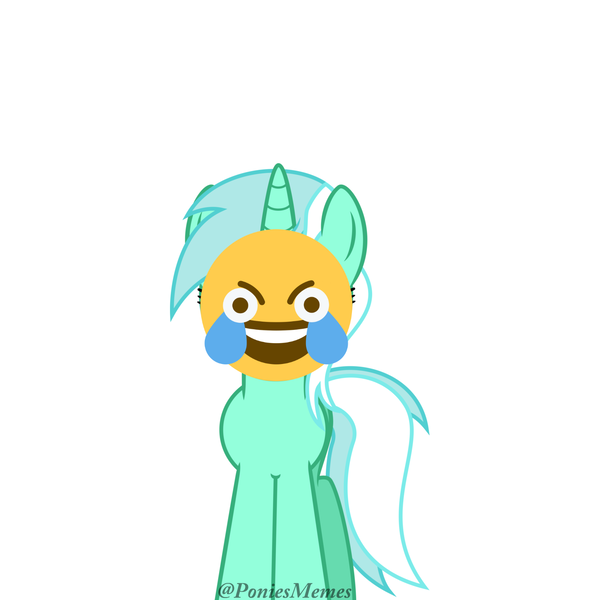 Size: 1500x1500 | Tagged: 😂, artist:poniesmemes, crying laughing emoji, derpibooru import, lyra heartstrings, meme, safe, simple background, watermark, white background