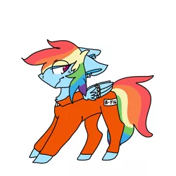 Size: 1000x1000 | Tagged: safe, artist:shoto, derpibooru import, rainbow dash, pegasus, pony, angry, b-f16, chains, clothes, female, mare, never doubt rainbowdash69's involvement, paint tool sai, prison outfit, prisoner, prisoner rd, request, solo