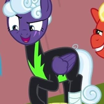 Size: 340x340 | Tagged: safe, derpibooru import, screencap, rolling thunder, short fuse, pegasus, pony, the washouts (episode), clothes, cropped, eye scar, female, injured, mare, raised eyebrow, scar, solo focus, tattoo, uniform, washouts uniform