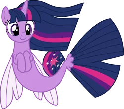 Size: 5000x4396 | Tagged: safe, artist:pilot231, derpibooru import, twilight sparkle, twilight sparkle (alicorn), alicorn, pony, seapony (g4), surf and/or turf, absurd resolution, female, fin wings, mare, seaponified, seapony twilight, simple background, solo, species swap, transparent background, vector, wings