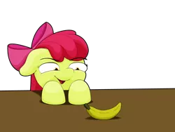 Size: 4160x3120 | Tagged: safe, artist:ljdamz1119, derpibooru import, apple bloom, earth pony, pony, the washouts (episode), banana, bananabloom, female, filly, food, fruit heresy, simple background, solo, transparent background