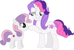 Size: 7275x4912 | Tagged: safe, artist:cyanlightning, derpibooru import, sweetie belle, sweetie belle (g3), pony, unicorn, 35th anniversary, absurd resolution, boop, cute, cutie mark, diasweetes, female, filly, g3, g3 to g4, generation leap, generational ponidox, happy, looking at each other, mare, noseboop, simple background, smiling, the cmc's cutie marks, transparent background, vector
