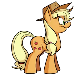 Size: 500x500 | Tagged: safe, alternate version, artist:anontheanon, derpibooru import, part of a set, applejack, earth pony, pony, 8 angles of pony collaboration, applejack's hat, cowboy hat, female, hat, mare, simple background, smiling, solo, transparent background