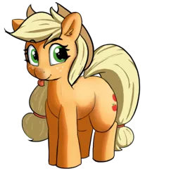 Size: 500x500 | Tagged: safe, alternate version, artist:pabbley, derpibooru import, part of a set, applejack, earth pony, pony, 8 angles of pony collaboration, applejack's hat, cowboy hat, cute, ear fluff, female, freckles, hat, jackabetes, looking at you, mare, silly, silly pony, simple background, smiling, solo, tongue out, transparent background