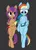 Size: 1271x1760 | Tagged: safe, artist:lunebat, derpibooru import, rainbow dash, scootaloo (g3), anthro, earth pony, pegasus, semi-anthro, unguligrade anthro, 35th anniversary, arm hooves, barbie doll anatomy, breasts, featureless breasts, featureless crotch, female, image, kite, looking at something, png, simple background, smiling