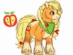 Size: 640x480 | Tagged: safe, artist:conphettey, derpibooru import, applejack, earth pony, pony, leak, spoiler:g5, applejack (g5), bandana, cutie mark, female, g5, mare, redesign, simple background, solo, white background