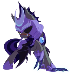 Size: 2800x2900 | Tagged: safe, artist:equestria-prevails, derpibooru import, oc, oc:sunshine smiles (egophiliac), unofficial characters only, bat pony, pony, armor, badass, hoof blades, image, metal claws, night guard, png, simple background, solo, transparent background, weapon