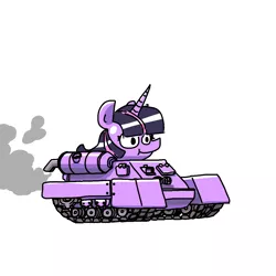 Size: 1280x1280 | Tagged: artist:pencilbrony, derpibooru import, safe, simple background, solo, :t, t-34, tank pony, tank (vehicle), twilight sparkle, wat, white background
