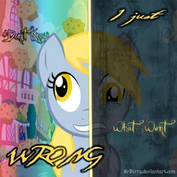 Size: 894x894 | Tagged: artist:mrbarrz, crying, derpibooru import, derpy hooves, food, i just don't know what went wrong, muffin, safe, text, two sided posters, two sides