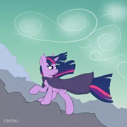 Size: 1000x1000 | Tagged: safe, artist:empyu, derpibooru import, twilight sparkle, twilight sparkle (alicorn), alicorn, pony, cloak, clothes, female, looking back, mare, solo