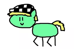 Size: 600x400 | Tagged: safe, derpibooru import, oc, unofficial characters only, earth pony, pony, round trip's mlp season 8 in a nutshell, hat, male, ska, solo, stick pony, style emulation