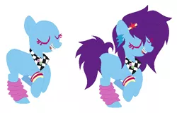 Size: 697x445 | Tagged: safe, artist:space--paws0w0, derpibooru import, oc, oc:flashdance (ice1517), unofficial characters only, earth pony, pony, arm band, bandana, braces, ear piercing, earring, eyes closed, female, hairpin, jewelry, leg warmers, mare, open mouth, piercing, raised hoof, simple background, solo, white background