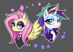 Size: 842x595 | Tagged: safe, artist:techycutie, derpibooru import, fluttershy, rarity, pony, fake it 'til you make it, it isn't the mane thing about you, alternate hairstyle, bust, duo, fluttergoth, looking at you, punk, raripunk