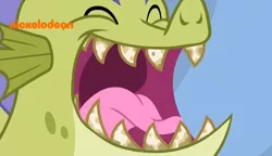 Size: 682x394 | Tagged: bad teeth, derpibooru import, dragon, father knows beast, nickelodeon, safe, screencap, sludge (dragon), solo