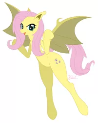 Size: 1732x2149 | Tagged: safe, artist:棘有棘無棘棘, derpibooru import, fluttershy, anthro, bat pony, semi-anthro, arm hooves, bat ponified, female, flutterbat, image, png, race swap, simple background, solo, white background