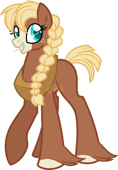 Size: 400x578 | Tagged: safe, artist:shiiazu, derpibooru import, oc, oc:bailey sweet, unofficial characters only, clydesdale, earth pony, pony, blaze (coat marking), braid, colored pupils, food, freckles, grin, harness, hooves, looking at you, next generation, offspring, parent:applejack, parent:troubleshoes clyde, parents:troublejack, short tail, signature, simple background, smiling, tack, transparent background, unshorn fetlocks, wheat