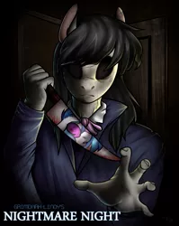 Size: 963x1212 | Tagged: anthro, artist:fishtoonz, blood, commission, derpibooru import, grimdark, halloween, halloween (movie), holiday, knife, michael myers, nightmare night, octavia melody, poster, vinyl scratch